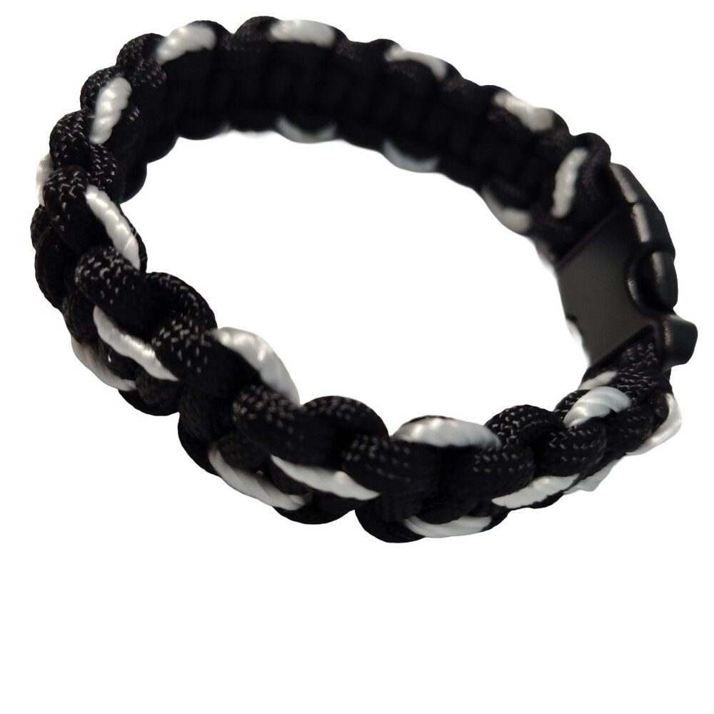Paracord Bracelet Size 10" Cobra design, white track -New Handmade
